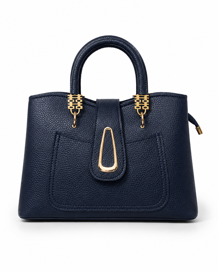 China Imported Structured 3-Piece Tote Handbag Set – Navy Blue