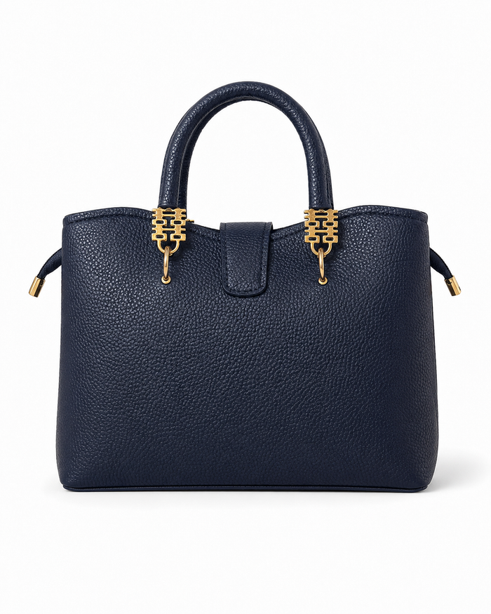 China Imported Structured 3-Piece Tote Handbag Set – Navy Blue