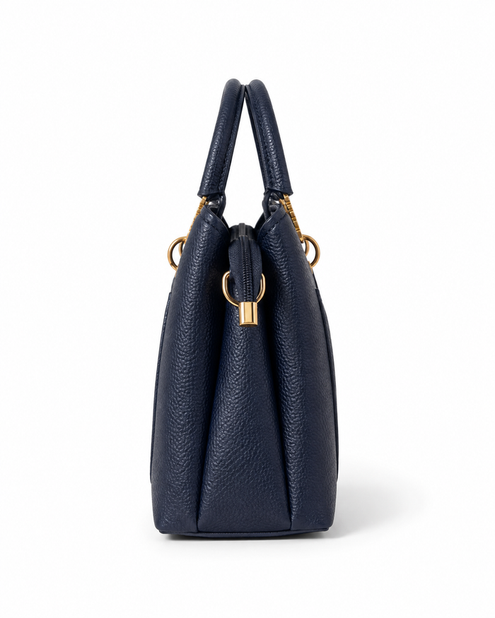China Imported Structured 3-Piece Tote Handbag Set – Navy Blue