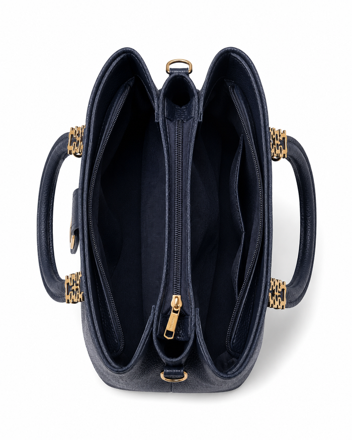 China Imported Structured 3-Piece Tote Handbag Set – Navy Blue