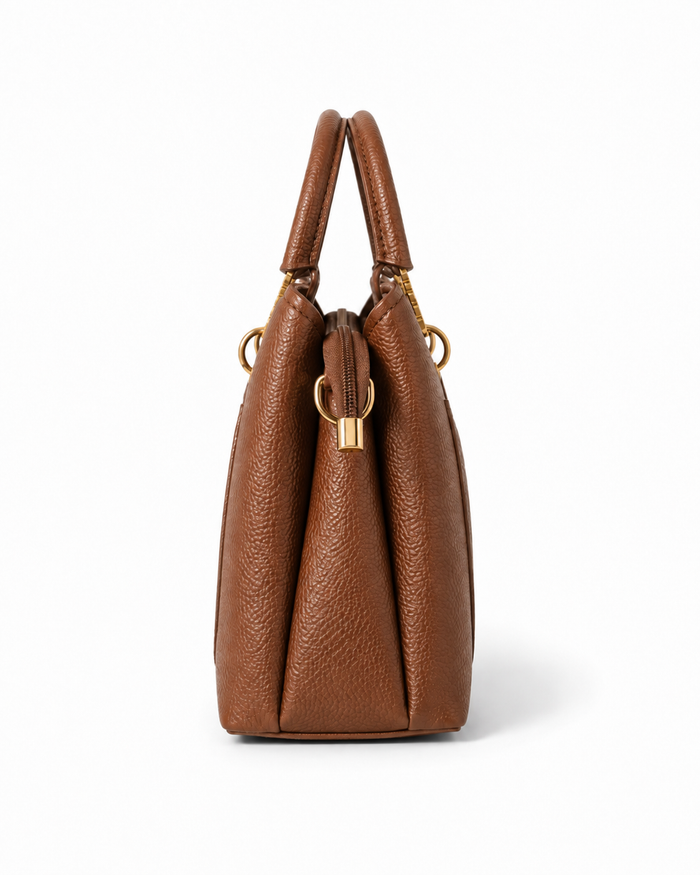 China Imported Structured 3-Piece Tote Handbag Set – Camel Brown