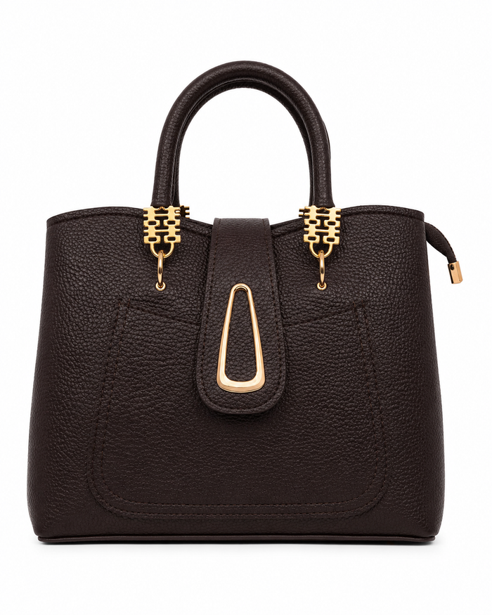 China Imported Structured 3-Piece Tote Handbag Set – Chocolate Brown