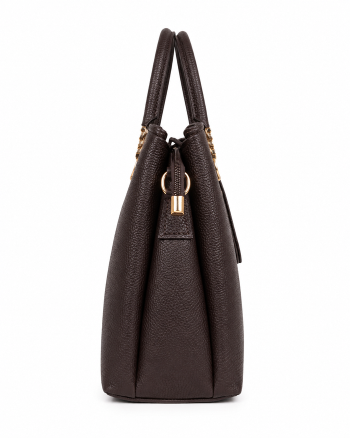 China Imported Structured 3-Piece Tote Handbag Set – Chocolate Brown