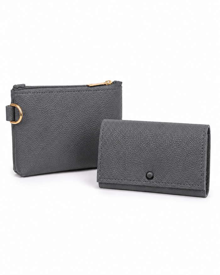 China Imported Structured 3-Piece Tote Handbag Set – Grey