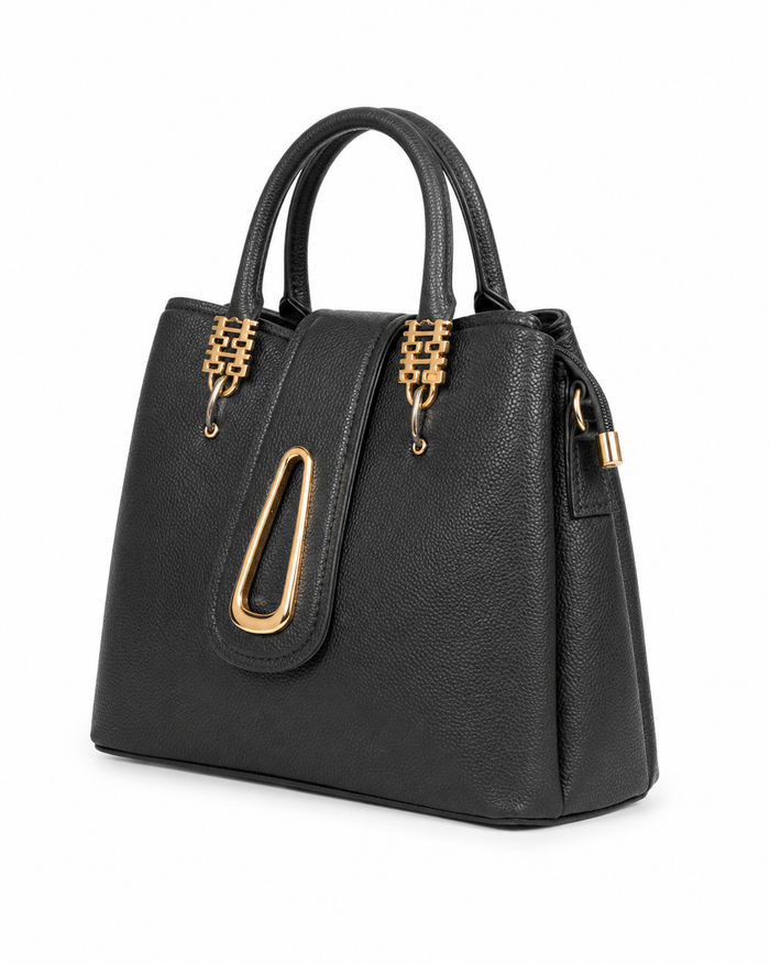 China Imported Structured 3-Piece Tote Handbag Set – Classic Black