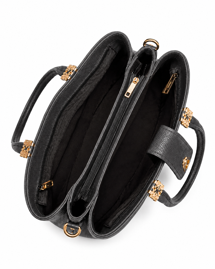 China Imported Structured 3-Piece Tote Handbag Set – Classic Black