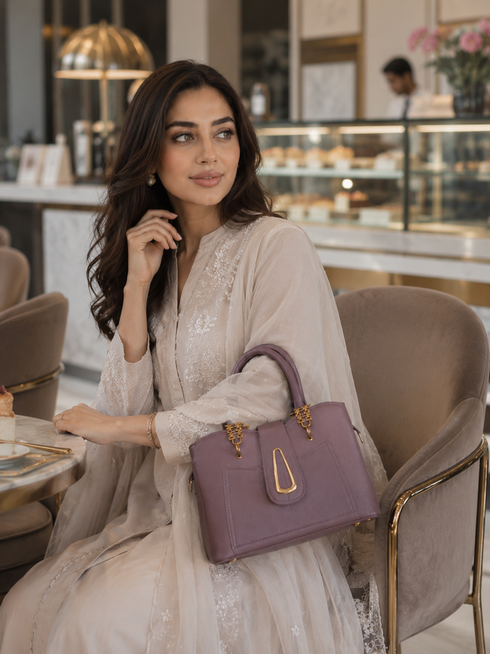 China Imported Structured 3-Piece Tote Handbag Set – Dusty Mauve
