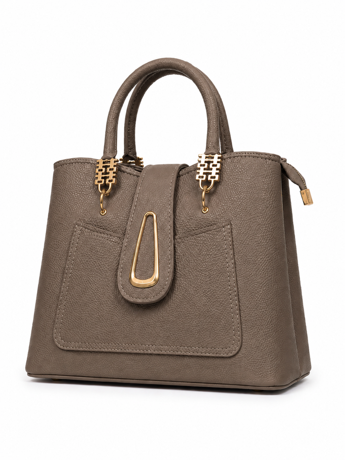 China Imported Structured 3-Piece Tote Handbag Set – Taupe Brown