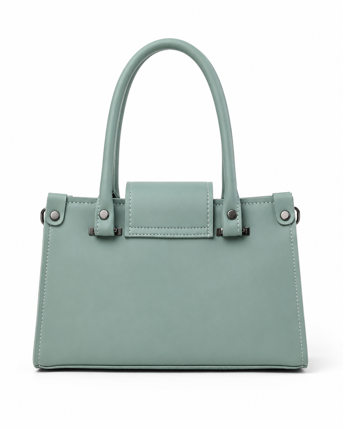 China Imported Sage Green Structured Top Handle Handbag