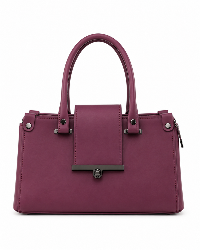 China Imported Burgundy Structured Top Handle Handbag
