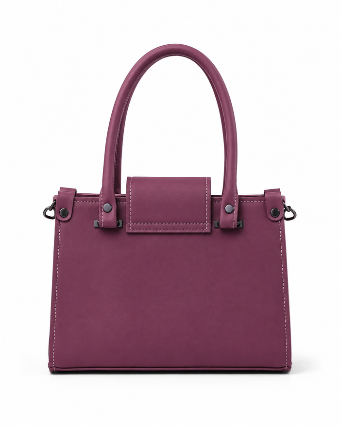 China Imported Burgundy Structured Top Handle Handbag