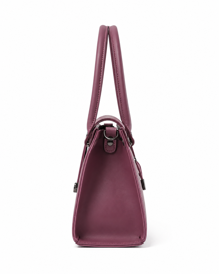 China Imported Burgundy Structured Top Handle Handbag