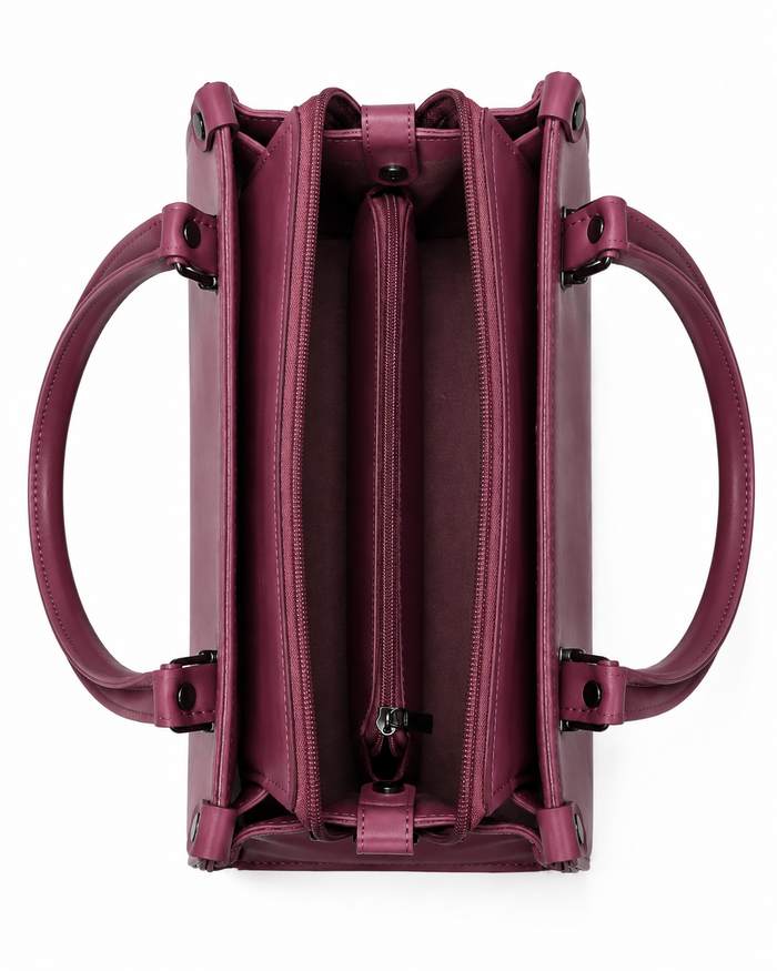 China Imported Burgundy Structured Top Handle Handbag