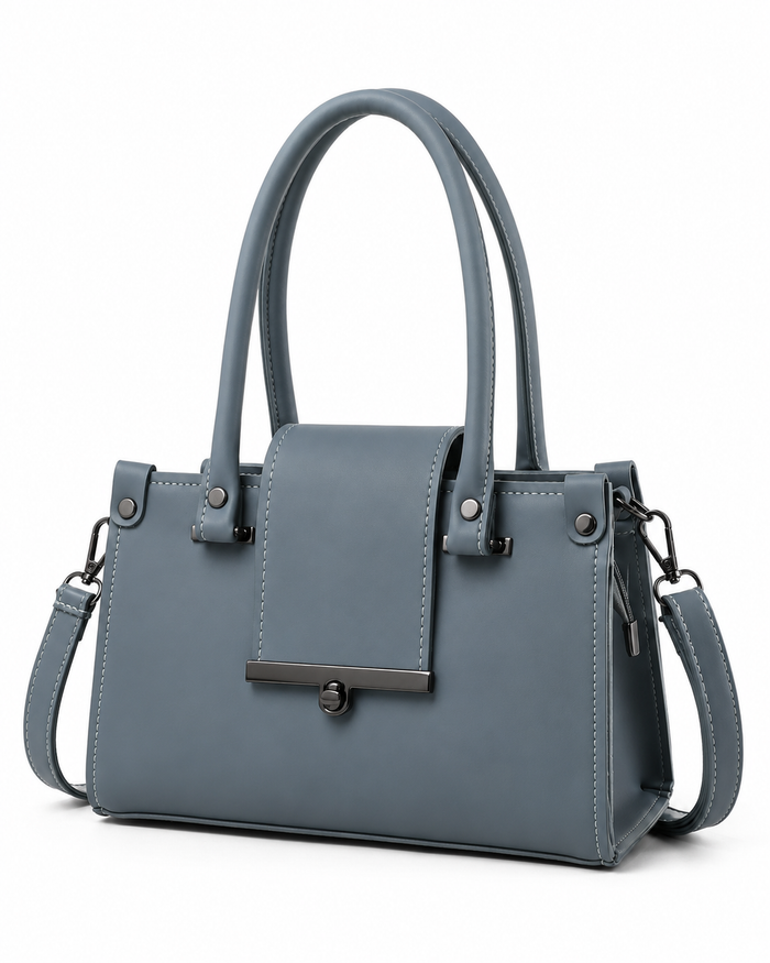 China Imported Grey Structured Top Handle Handbag