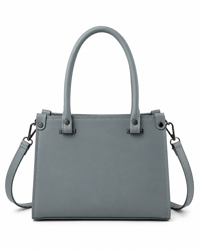 China Imported Grey Structured Top Handle Handbag