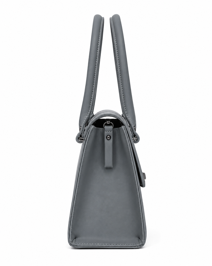 China Imported Grey Structured Top Handle Handbag