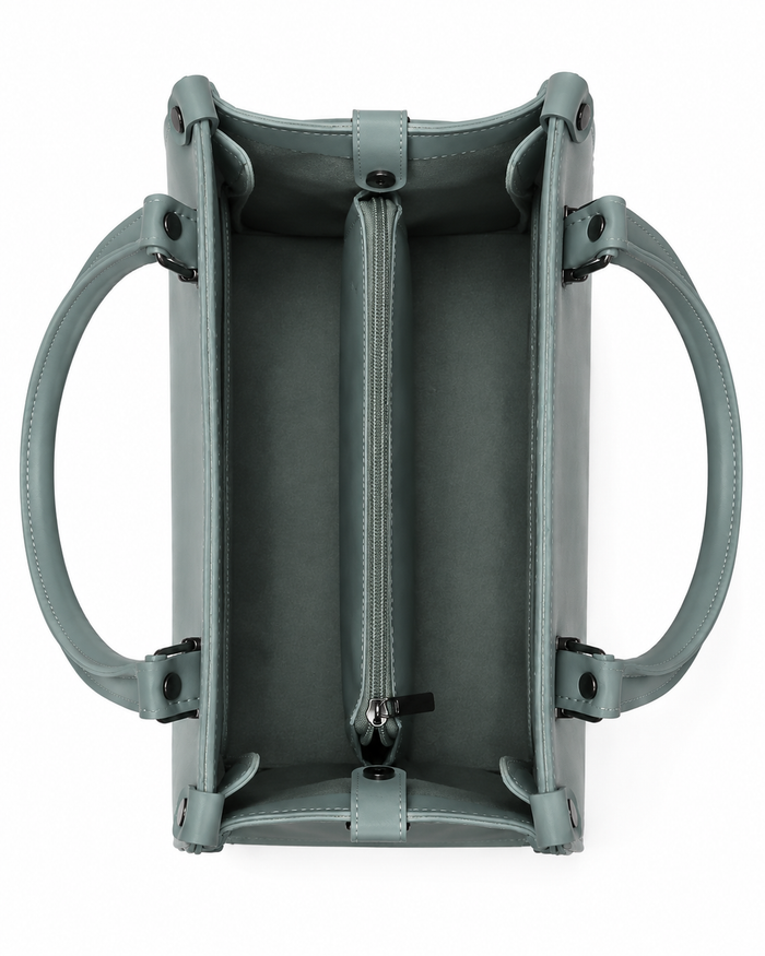 China Imported Grey Structured Top Handle Handbag