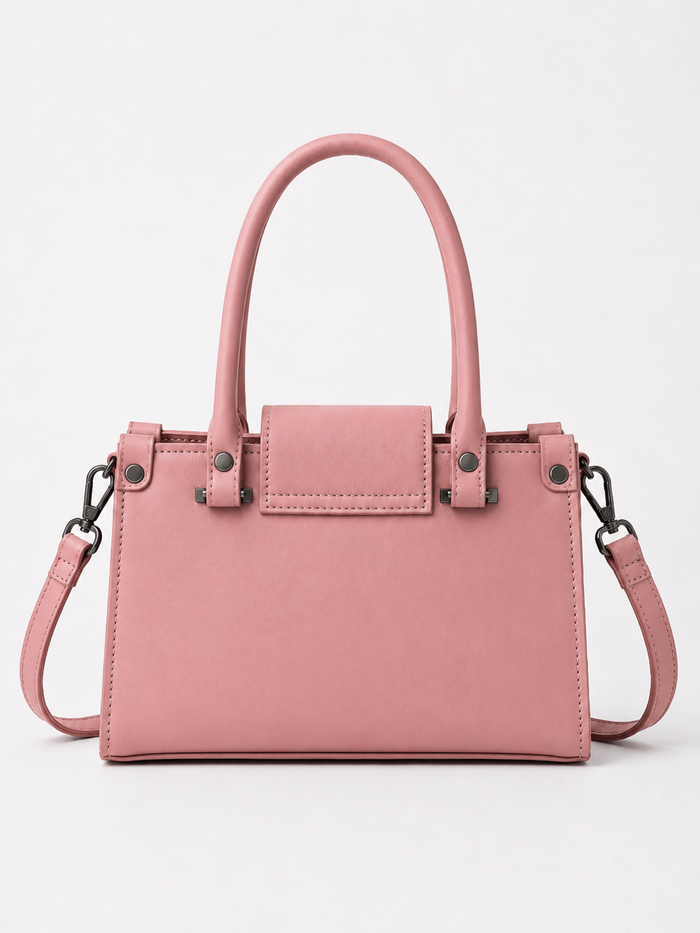 China Imported Blush Pink Structured Top Handle Handbag