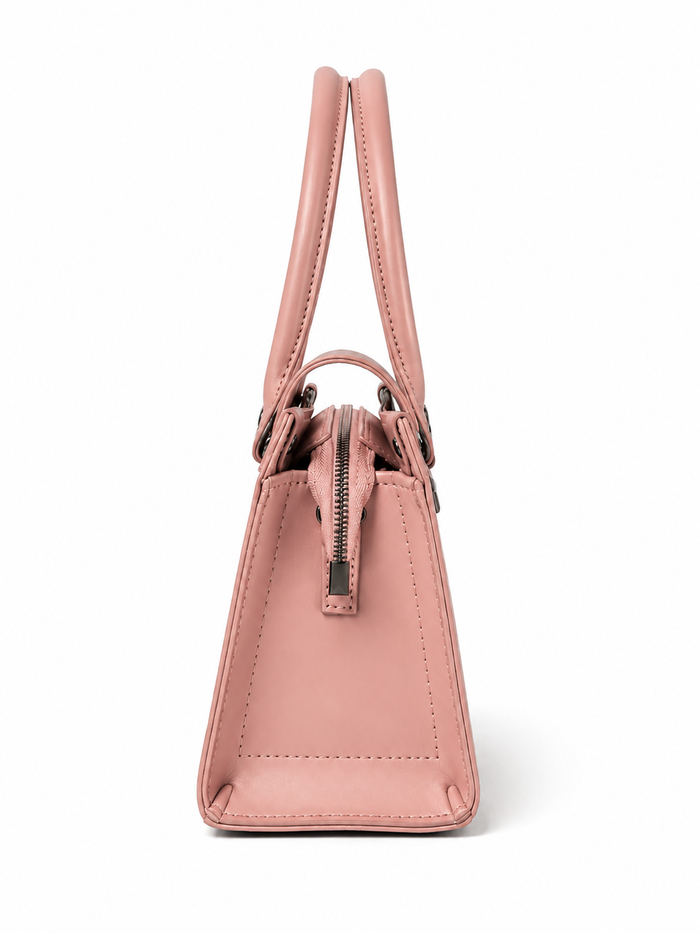 China Imported Blush Pink Structured Top Handle Handbag