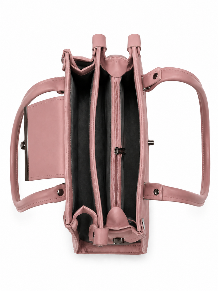 China Imported Blush Pink Structured Top Handle Handbag