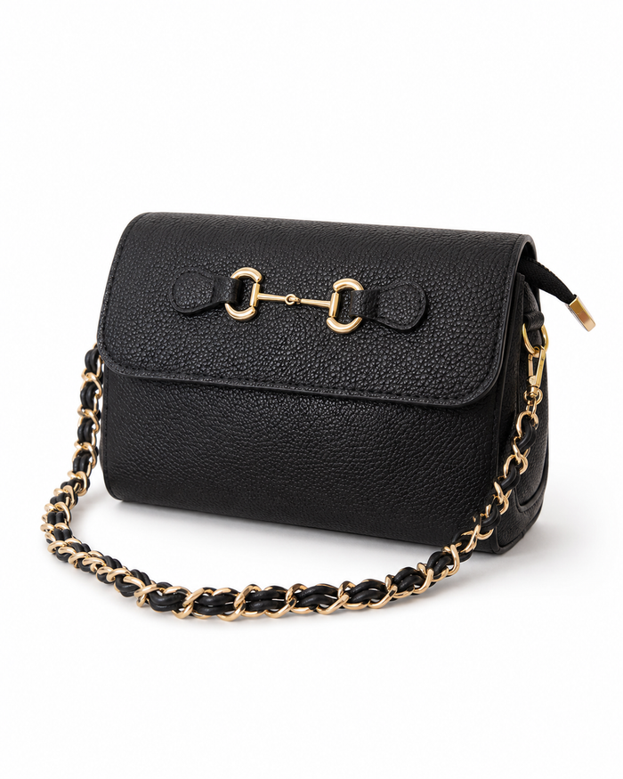 Black Textured Chain Crossbody Bag – China Imported