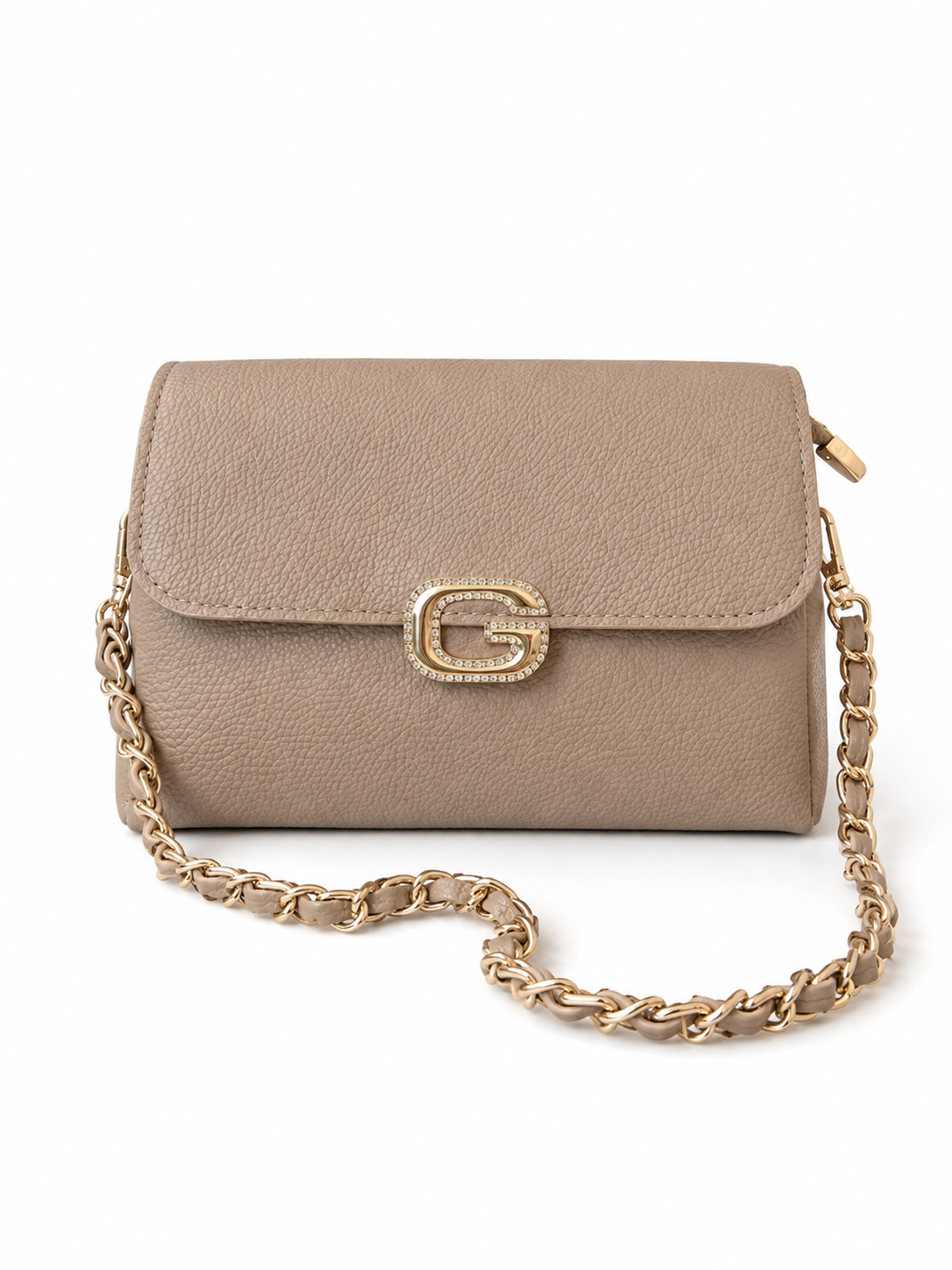 Taupe Pebbled Chain Crossbody Bag – China Imported