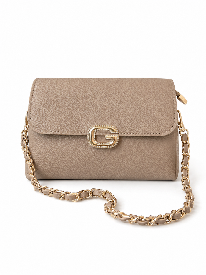 Taupe Pebbled Chain Crossbody Bag – China Imported