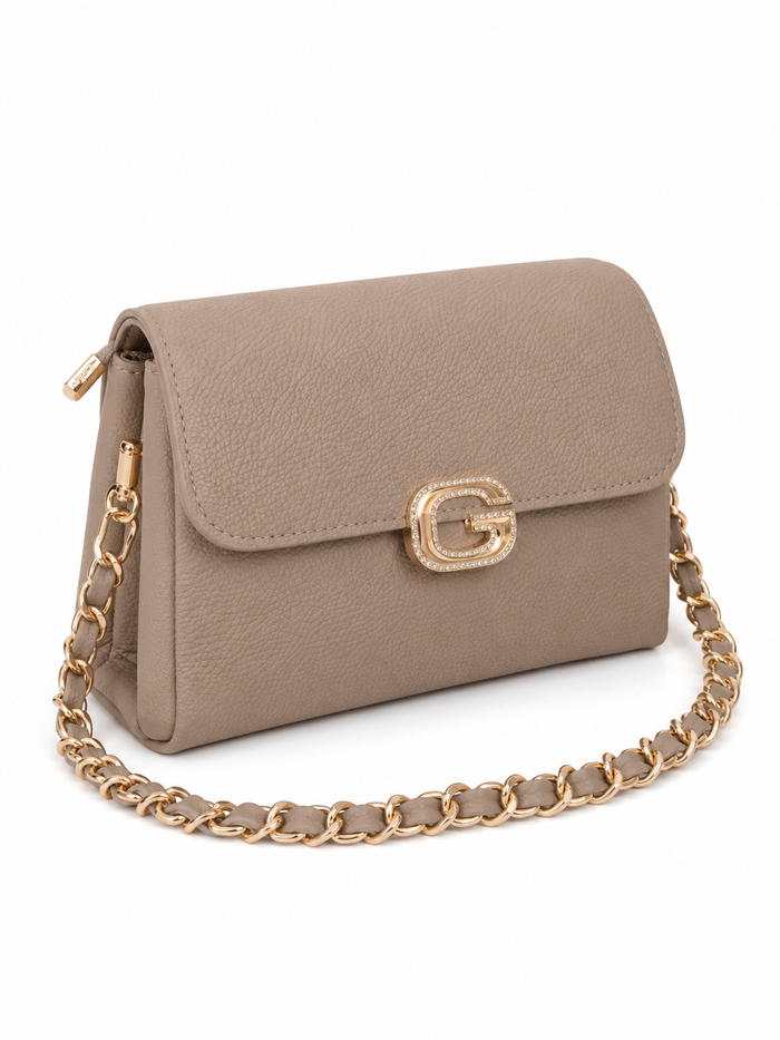 Taupe Pebbled Chain Crossbody Bag – China Imported