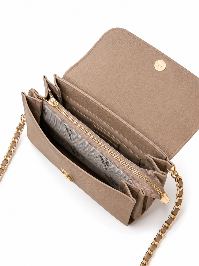 Taupe Pebbled Chain Crossbody Bag – China Imported