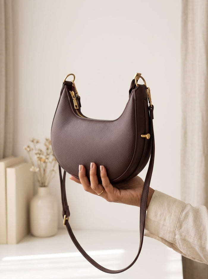 Chocolate Brown Crescent Shoulder Bag - ZN Stores
