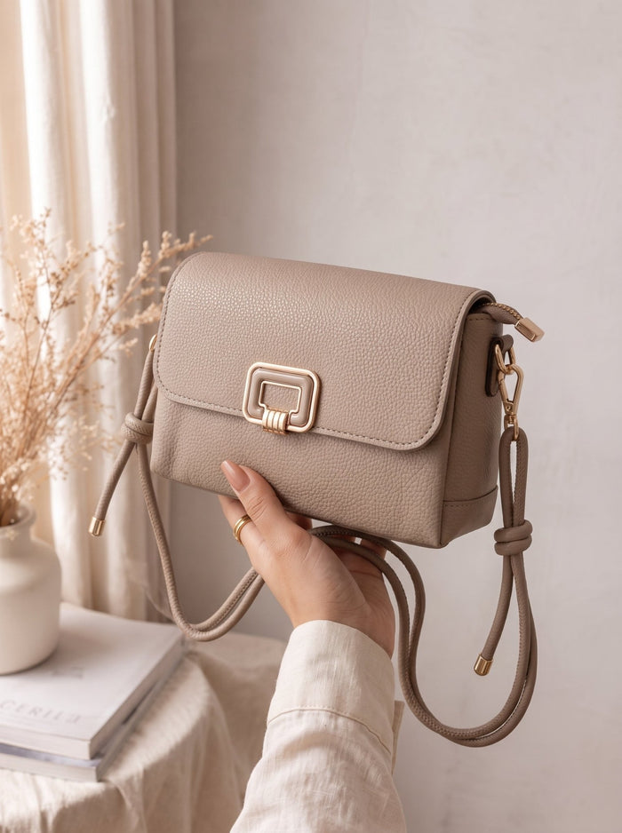 Taupe Rectangle Buckle Crossbody Bag - ZN Stores